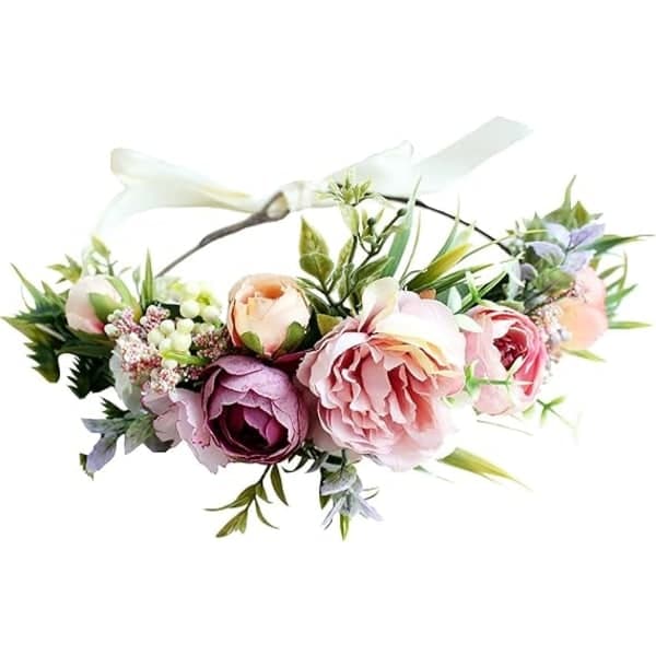 Justerbar Blomster Tiara Blomsterkrans Krone Halo Hodeplagg Bryllupsfest