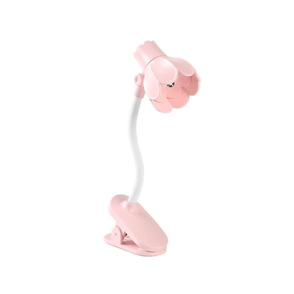 Skrivebordslampe, 360 graders rotasjon, klips-på-lampe, bærbar leselampe, klemme på skrivebord/bord/køyeseng/skap, hjemmebelysning Pink D