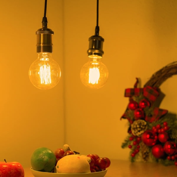 4-pakning Vintage Edison lyspærer - Dimbar skruelyspære - Globe lyspærer - Lampe varmt lys 40w G80 E27 220V [Energiklasse A]