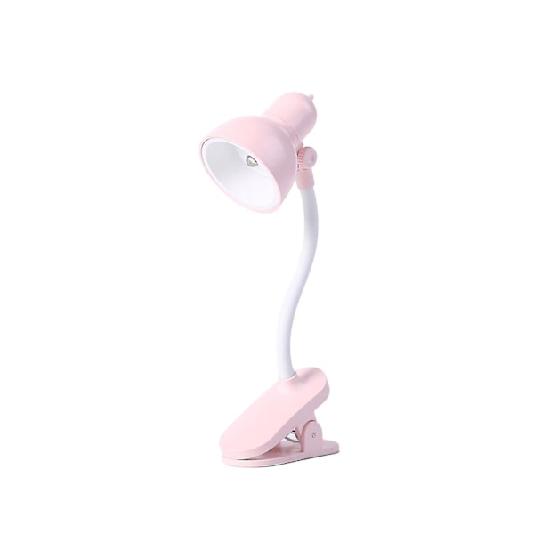 Skrivebordslampe, 360 graders rotasjon, klips-på-lampe, bærbar leselampe, klemme på skrivebord/bord/køyeseng/skap, hjemmebelysning Pink B