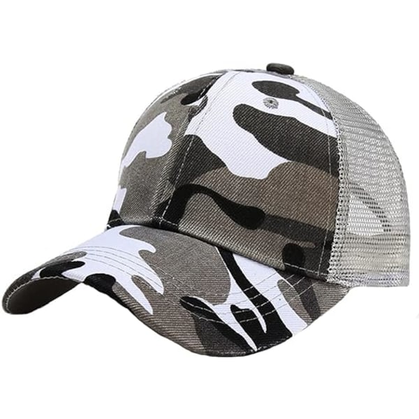 Lasten Camouflage-lippalakki, Camouflage-verkkoaurinkohalakki, Lasten puuvillasta valmistettu snapback-lippalakki, Säädettävä lippalakki, Baseball-lippalakki White Camo