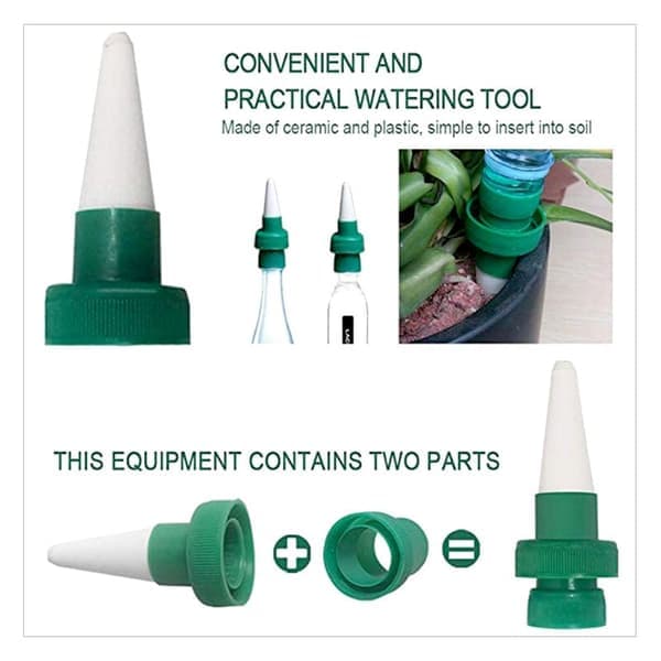 4-pakning ferievanningspigger for planter, keramiske vanningspigger for plastflasker