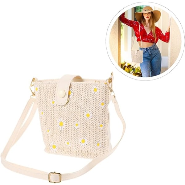 Daisy Rattan Skuldertaske Halm Crossbody Taske Vevd Messenger Bag Sminkeveske All- Match Håndveske Kvinner