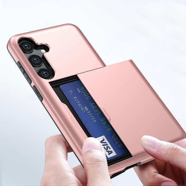 Kompatibel med Samsung Galaxy A16 5G/4G deksel med kortholder TPU+PC bakside grå Grey