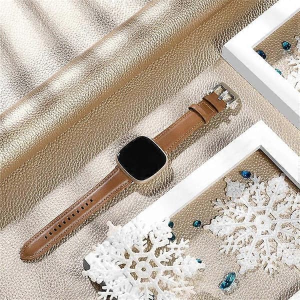 Kompatibel med Fitbit Versa 3 / Fitbit Sense Klokkerem Ekte Skinnrem [DB] Brun Brun