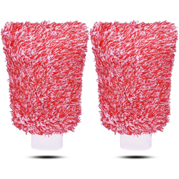 Mikrofiber Bilvask Votter Rengjøringshansker Utstyr Svamp, 2 Sett Profesjonelle Riper Fri Polering Rengjøringsvotter Red