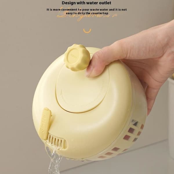 Snabb och enkel multifunktionell grönsaksslunga med avlopp, gul Yellow