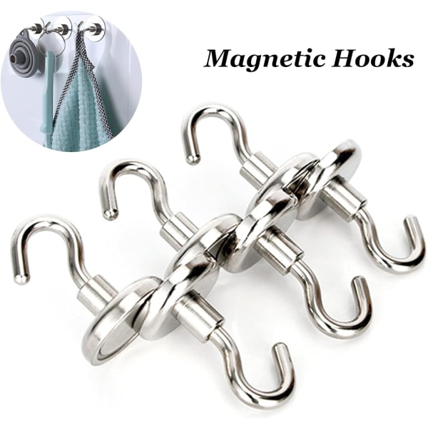 8-pack magnetkrokar, superstark magnetkrok Liten magnetisk hängare, kraftig kryssningskrok för hemmaskola kontor Köksdörrkylskåp