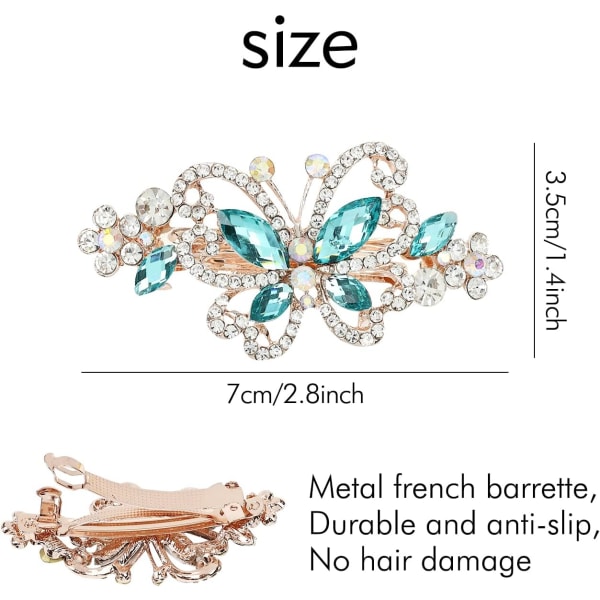 4-pack lyx glitter glittrande juveler Kristall strass fjäril metall franska hårspännen Alligator Snap hårklämmor Nålar Håraccessoarer