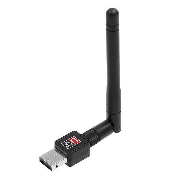 Langaton USB verkkokortti - WiFi-sovitin antennilla (300 Mbps) Musta