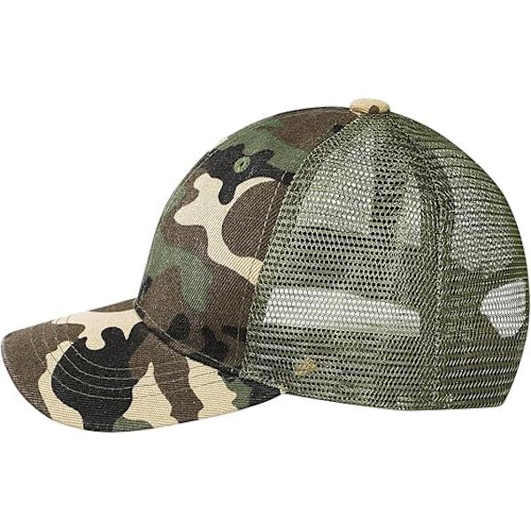 Barne Camo Baseball Cap Kamuflasje Mesh Solhatt Barn Bomull Snapback Cap Justerbar Topp Cap Baseball Cap Green Camo