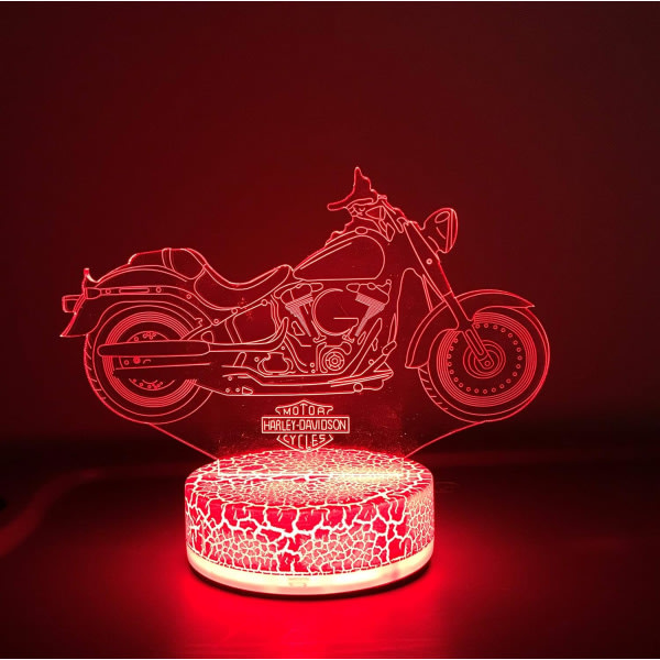 Harley Davidson Motorsykkel Lampe Nattlys Gaver 3D 7 Farger