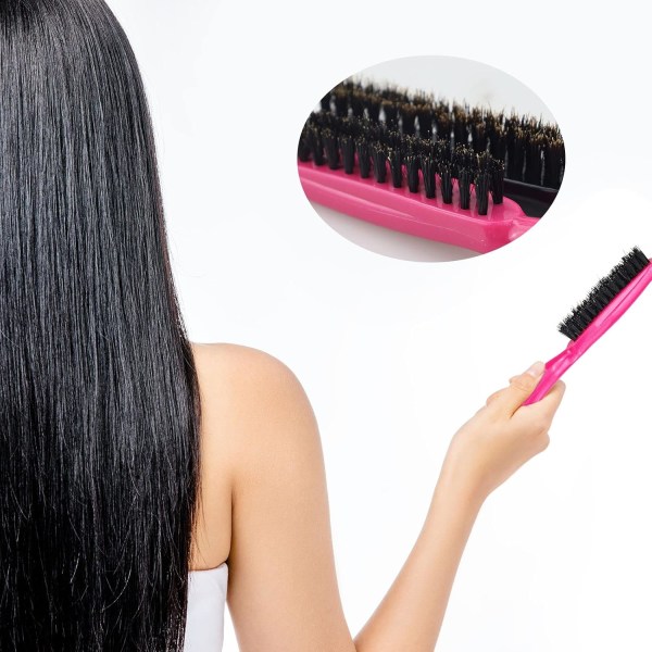 2 stk. hårbørste Slick Back  Back Slicking Combing Brushes for Women for Scalp Massage,Straight or Curly Hair,Black & Rose Red