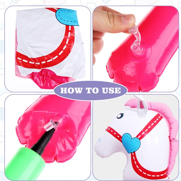 4 stycken Uppblåsbar Häst Käpp Ballong Röd 3st 3pcs