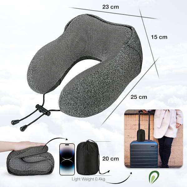 Reisepute for nakke minneskum, hette reise nakkepute for voksne, komfortabel nakkepute for reise med hettegenser Snowflake black