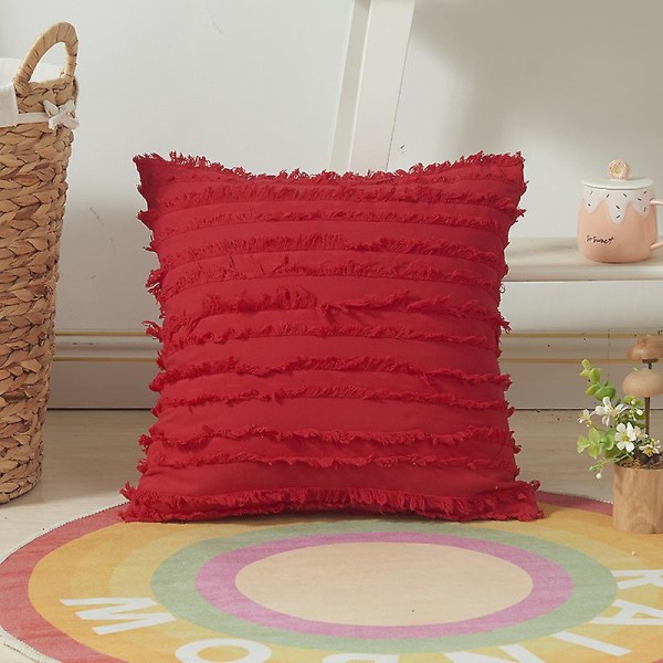 Bomull Dubbelfacad Tufted Nordic Ins Cover Hemsoffa Cover Röd red