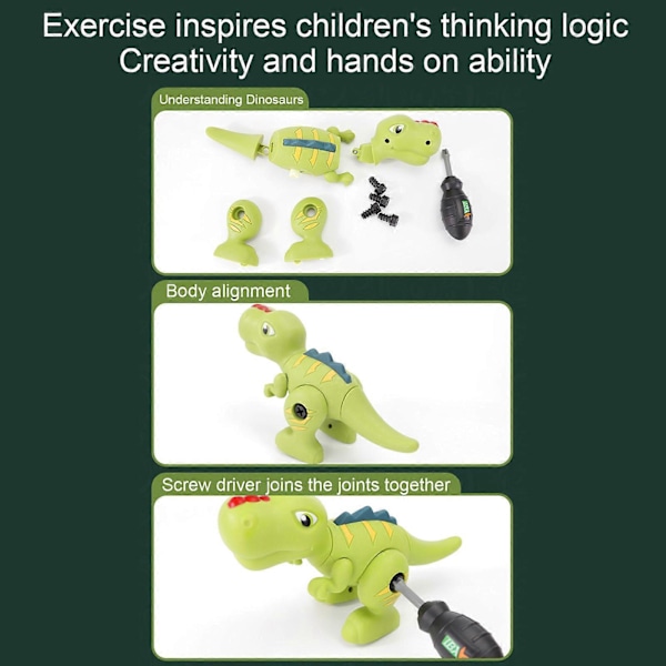 Dinosaur Legetøj Dino Legetøj Med Bor STEM DIY Uddannelsesmæssigt Legetøj Med Værktøjer Til Børn Green