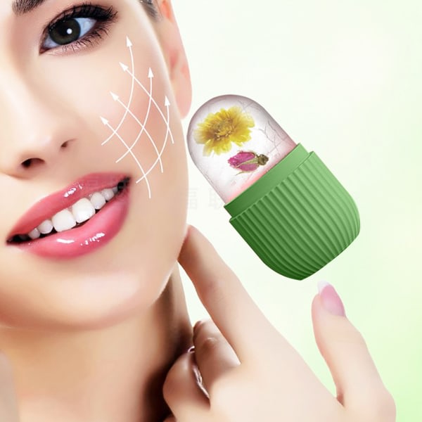 Ice Face Roller Cold Ice Form Holder Silikon Gjenbrukbar for Face Beauty DIY Ansiktspleie Green