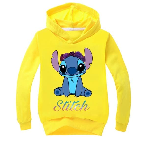 Lilo & Stitch trykt hettegenser i gul - Kompatibel med Disney[JUN] Gul Yellow 130cm