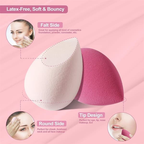 8 Makeup Svampe - Beauty Blender - 4 Farver - Makeup Svampe - Til Flydende, Creme & Puder - Foundation Blender