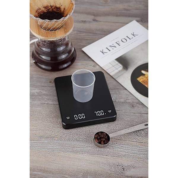 INF Uppladdningsbar Kaffevåg med Timer 3 kg / 0,1 g Svart