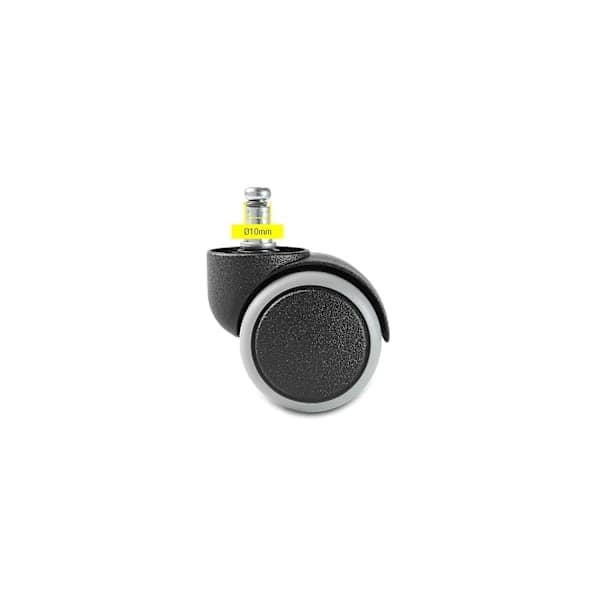 5-pak, hjul til hårde gulve til kontorstol, sæt med 5 hjul til skrivebordsstol, sort, stiftstørrelse 10 mm, diameter 50 mm