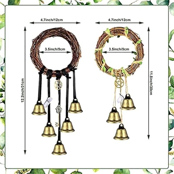 2 st häxringklockor skydd för dörrknopphängare handgjorda Wiccan vindklockor handgjorda Wicca Bel