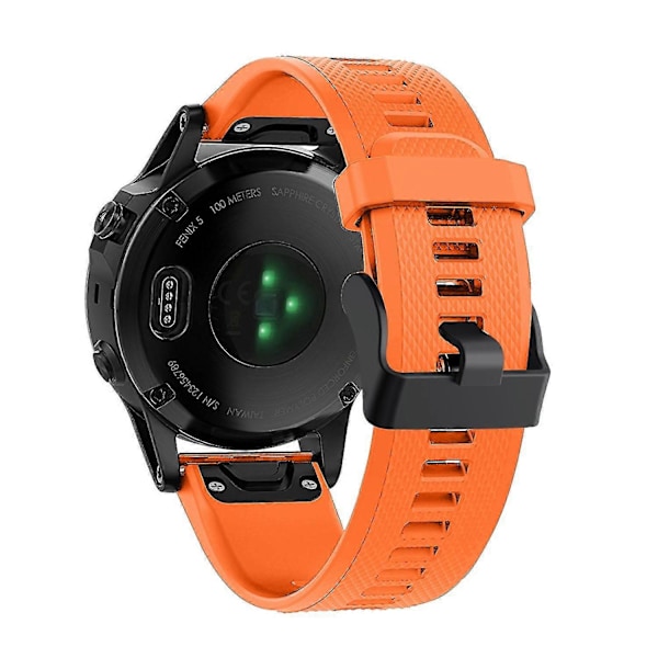 Til Garmin Fenix 5 Silikone Sportsurrem Justerbar Håndledsrem med Sort Spænde Orange Garmin Fenix 5