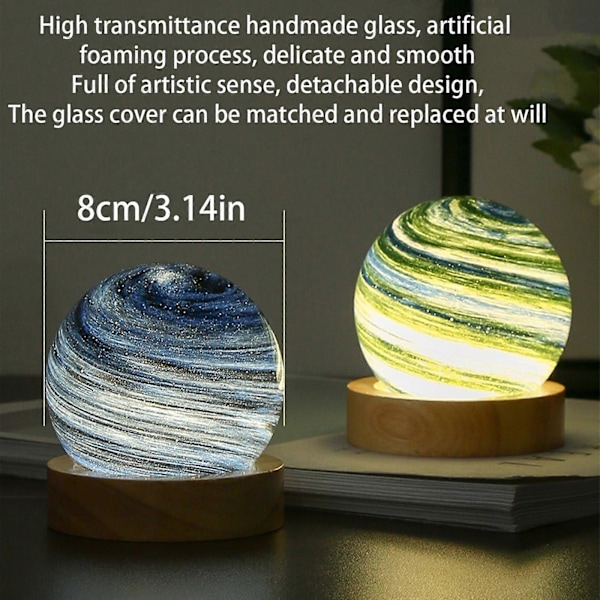 Bästa rabatt-3D Kristallkula Måne Planet Glob Bordslampa USB LED Nattlampa Heminredning Gåva Without battery 1