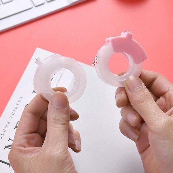 2 stk. Tape Dispenser med Tape Mini Plast Tape Cutter Bærbar Tapeholder Kontorartikler til Kontor Studerende Hjem Skole