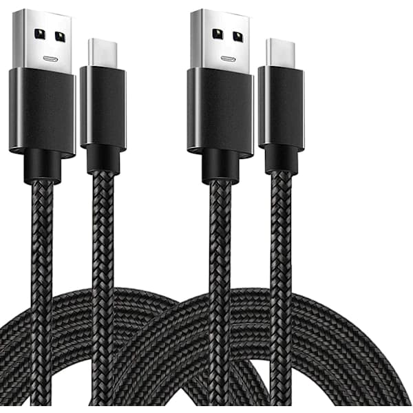 (2 stk) Opladerkabel til Samsung Galaxy S25 S24 S9 S10 S20 S21 S22 S23 og iPhone 15 16 17 PRO PLUS MAX - (2 meter) (2-PAK) 2 meter (2-PACK) 2 meter