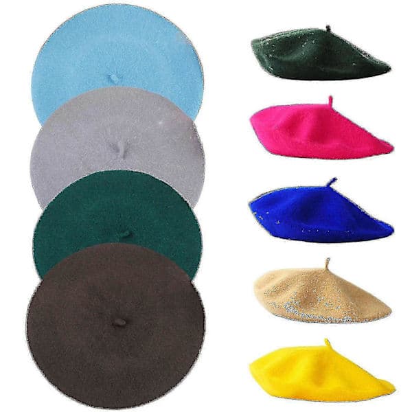 Beret Retro Flekkbestandig Ensfarget Godt Elastisk Fin Tekstur Kle Opp Bærbar Klassisk Elastisk Fransk Beret For Ferie Grå Grey