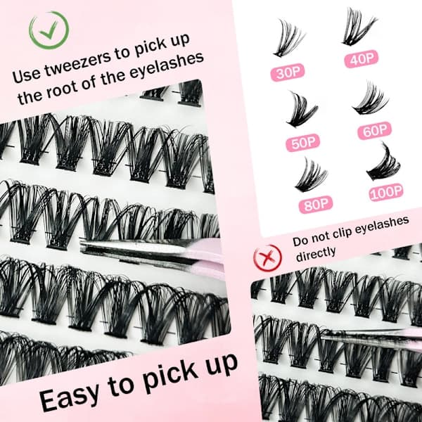DIY individuelle øyevipper （30D+40D+50D+60D+80D+100D）