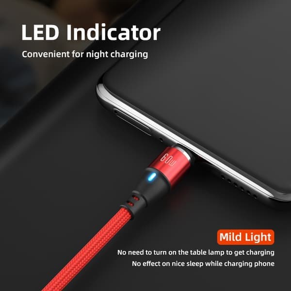 2-pakning USB-C 2m 3-i-1 Magnetisk Ladekabel 60W Hurtiglading Svart