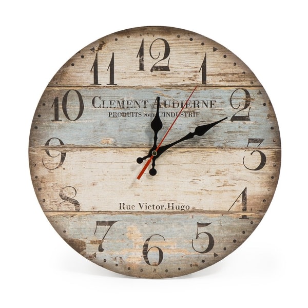 12"/30cm Country Style Wooden Wall/Kitchen Clock Silent Non-Ticking (Victor Hugo)