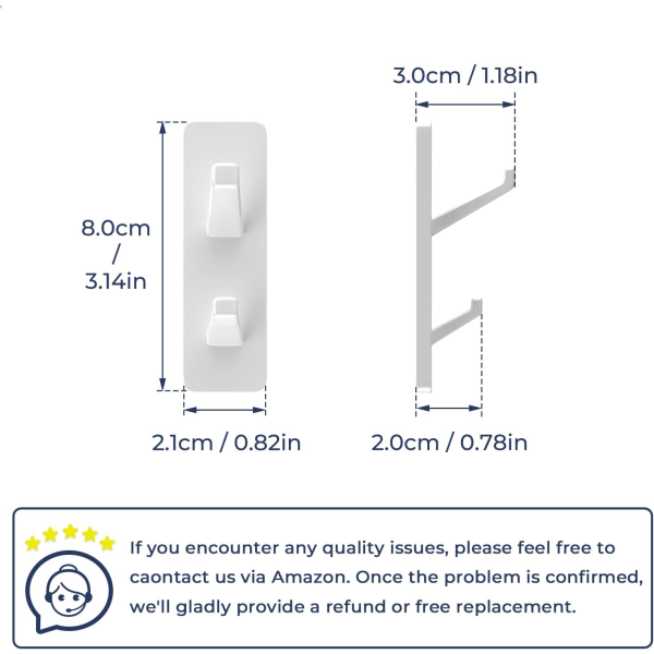 Klæbrige kroge ekstra stærke, Heavy Duty Stick On Wall Door Hooks til ophængning, badeværelse håndklæde kroge, frakke kroge kappe White 4 Pack