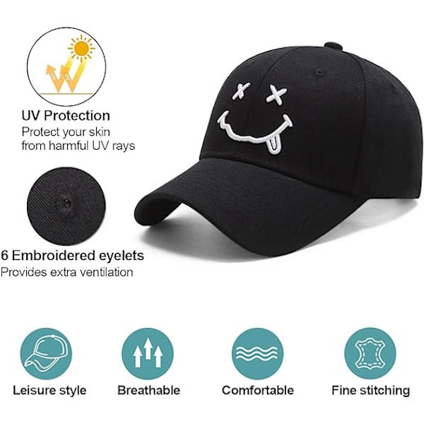 Baseball Cap til mænd - Quirky Bizarre broderi hatte unisex, Hip Hop Trucker Caps justerbar åndbar sommer solhat