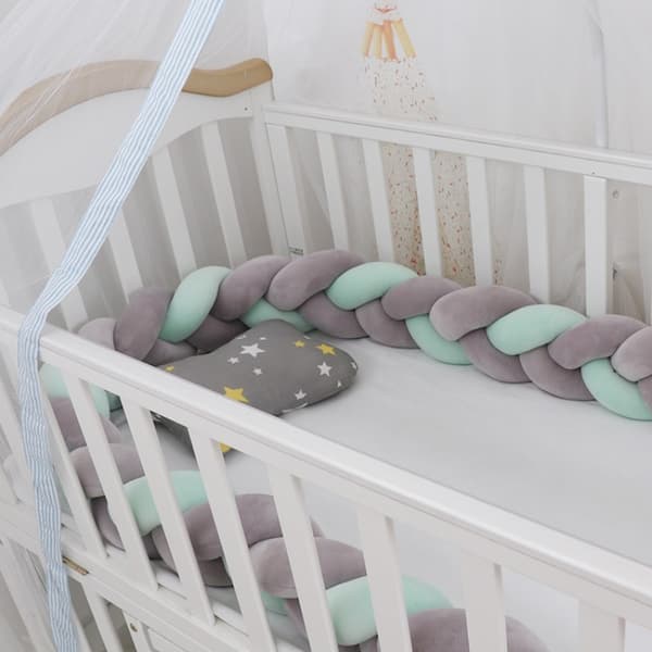 Baby roterende sprinkelsengbeskytter, sengepynt, håndlaget treflettet lys grå lys grå lys grå-glad lys grå 1 meter 1 meter