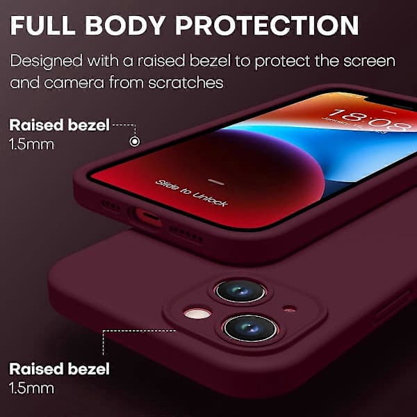 Duty Silikonfodral för iPhone 14 - Militärt Fallskydd, Kameraskydd, Repfritt Inre, Vinröd