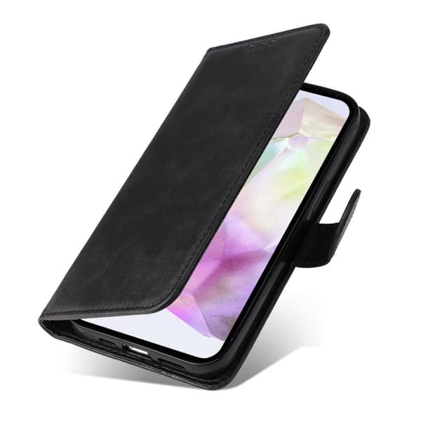 SKALO Samsung A56 5G PU Læder Wallet Case - Flere Farver Sort Black Svart