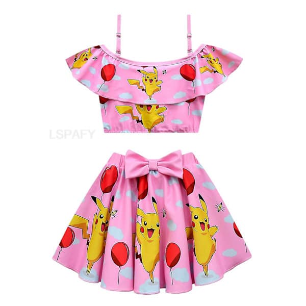 Tecknad flicka badkläder Pikachu flicka baddräkt två delar barn bikini set barn badkläder badkläder 20327 20327 Size 110