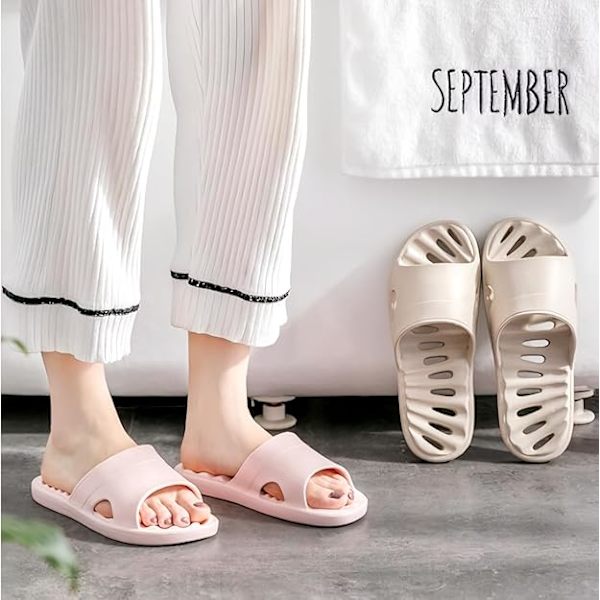 Dusjslippers for kvinner og menn, raskt tørkende dusjsko, sklisikre slippers for bad, svømmebasseng, sommerstrandssandaler 6-7