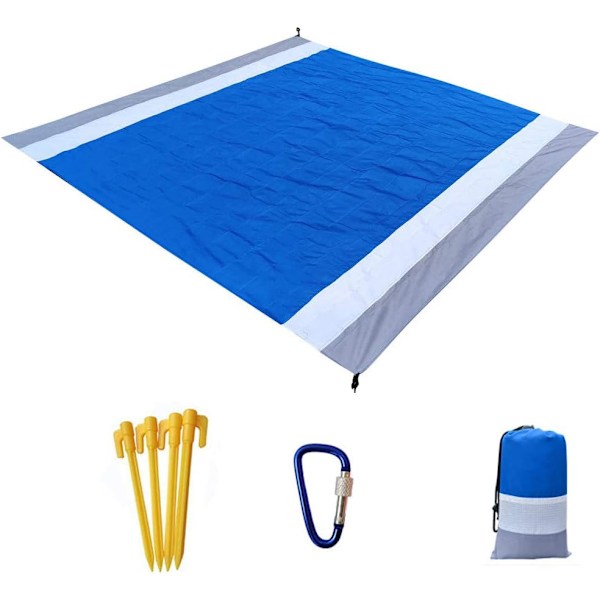 Oversized strandteppe piknikteppe vanntett vaskbar strandmatte med 4 pinner strandteppe for strandpark camping fotturer