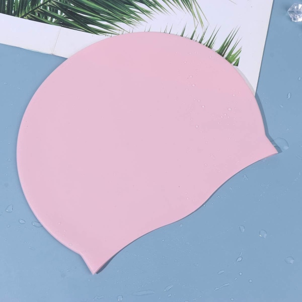 Silikon svømmehette  Langt hår Ørebeskyttelse Svømmehette for jenter Kvinner Kvinne (Flamingo mønster)