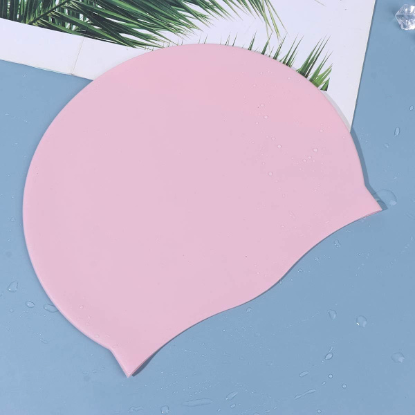Silikonesvømmehætte  Langt hår Ørebeskyttelse Svømmehætte til piger Kvinder Kvinde (Flamingo mønster)