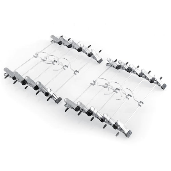 10-pack - Klädhängare / Byxhängare - Hängare med klämmor Silver