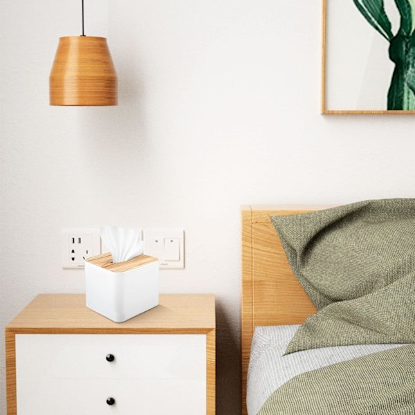 Firkant Tissue Box Tissue Box med Trælåg Husholdning Aftagelig Mini Træ Tissue Box