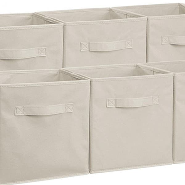Beige Foldbar Opbevaringsboks Husholdningsopbevaringskurv