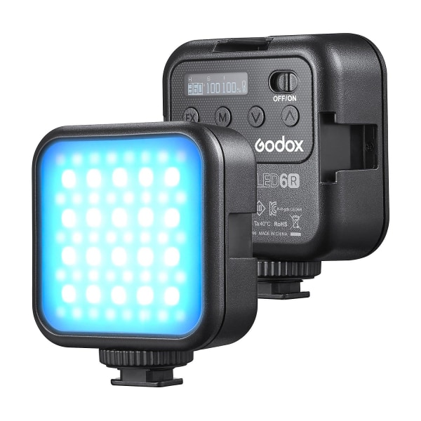 LITEMONS LED6R RGB LED Videolys, Oppladbar Mini Fill-in Lys 3200K-6500K Dimbar 13 Belysning