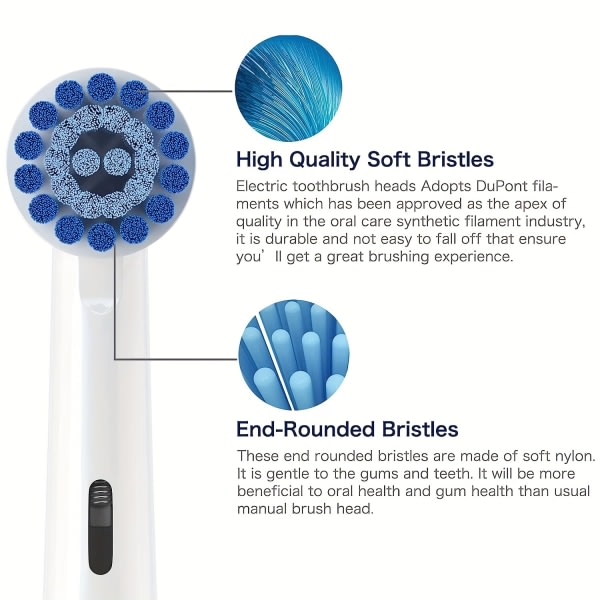 8-pakninger med sensitive tannkjøttbørstehoder som er kompatible med Oral B Braun elektrisk tannbørste. Myk børste for overlegen og skånsom rengjøring 4pcs/Pack